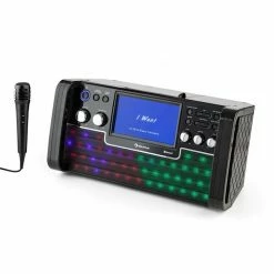 Auna Multimedia DiscoFever LED Chaîne Karaoké -Multimedia Soldes Boutique 10030797 yy 0007 front auna DiscoFever LED Bluetooth Karaokeanlage schwarz