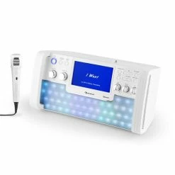 Auna Multimedia DiscoFever LED Chaîne Karaoké -Multimedia Soldes Boutique 10030798 yy 0007 front auna DiscoFever LED Bluetooth Karaokeanlage weiss
