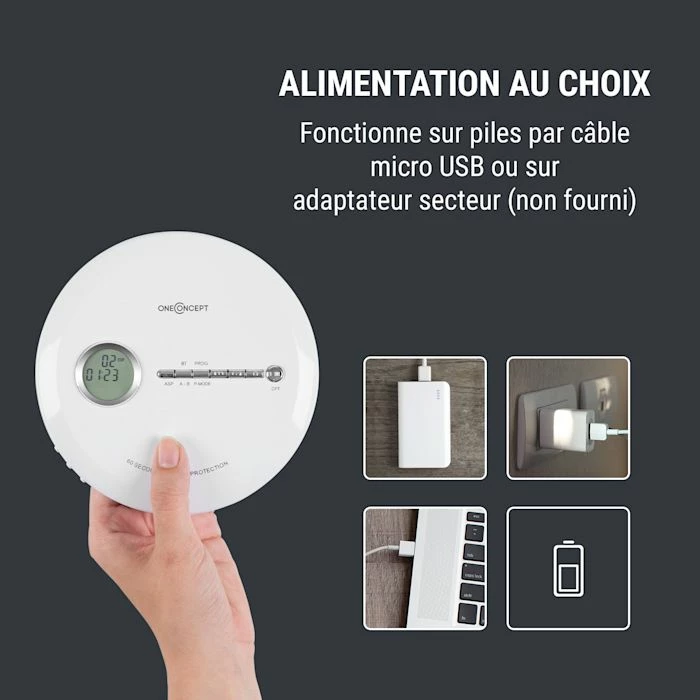 OneConcept Lecteurs CD & MP3 CDC 100MP3 Discman Lecteur CD MP3 & écouteurs LCD ASP- Blanc 5 OneConcept Lecteurs CD & MP3 CDC 100MP3 Discman Lecteur CD MP3 & écouteurs LCD ASP- Blanc – Image 3