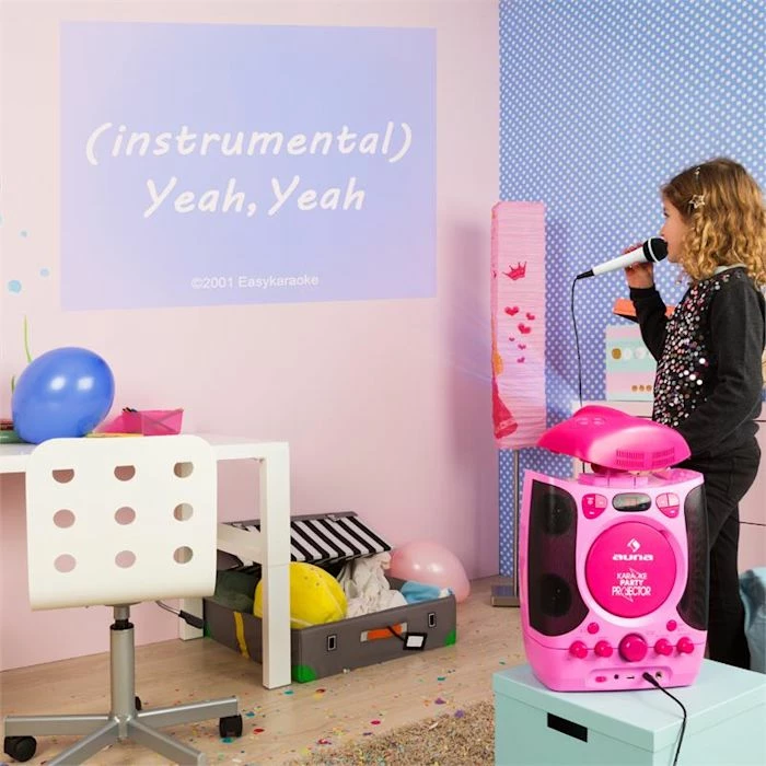 Auna Lecteurs & Chaînes Karaoké Kara Projectura Rose + Dazzl Mic Set 4 Auna Lecteurs & Chaînes Karaoké Kara Projectura Rose + Dazzl Mic Set – Image 2